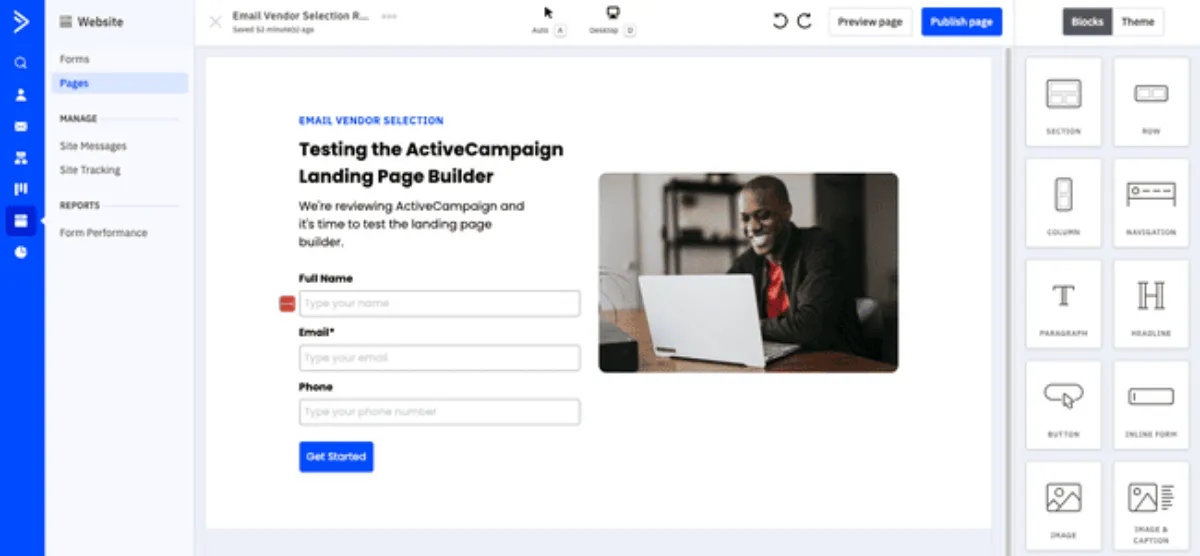ActiveCampaign drag-and-drop email editor