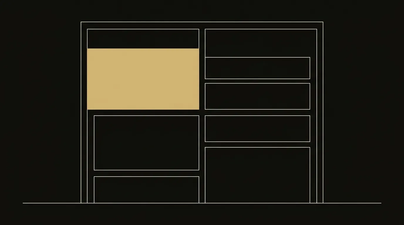 Dark-mode architectural schematic mapping a perfectly proportioned email grid layout
