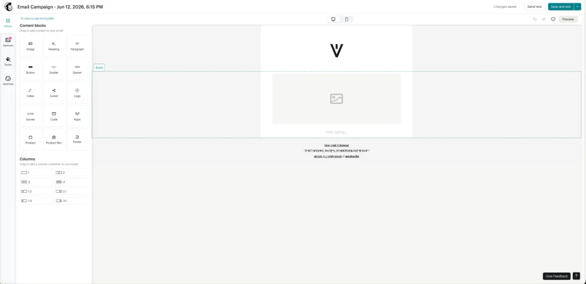 Mailchimp drag-and-drop email editor
