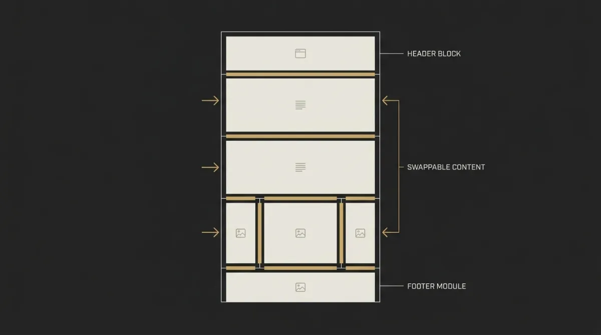 The structure of email templates using conditional blocks for different segments