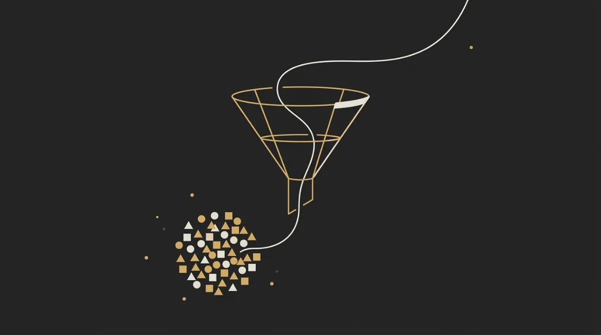 A single stream of email traffic converging into a growing subscriber base