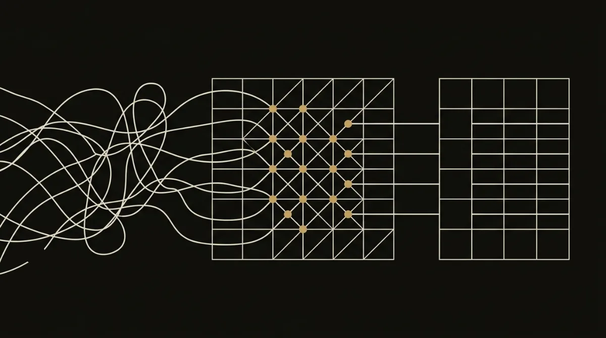 Diagram of a raw AI prompt filtered through structural constraints into a production-ready HTML email template