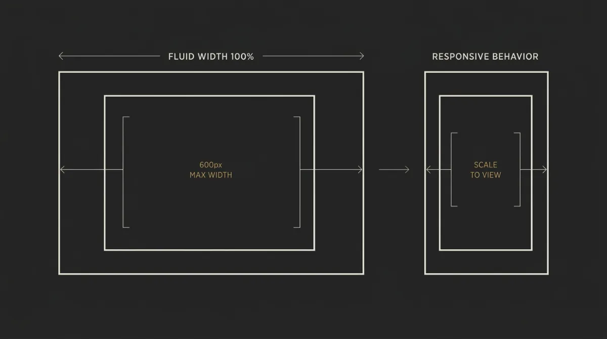 Layout blueprint of a fluid 100% outer table wrapping a capped 600px inner container