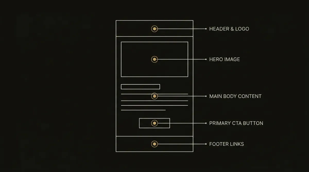 Schematic highlighting the five structural vulnerabilities of email templates inside legacy clients