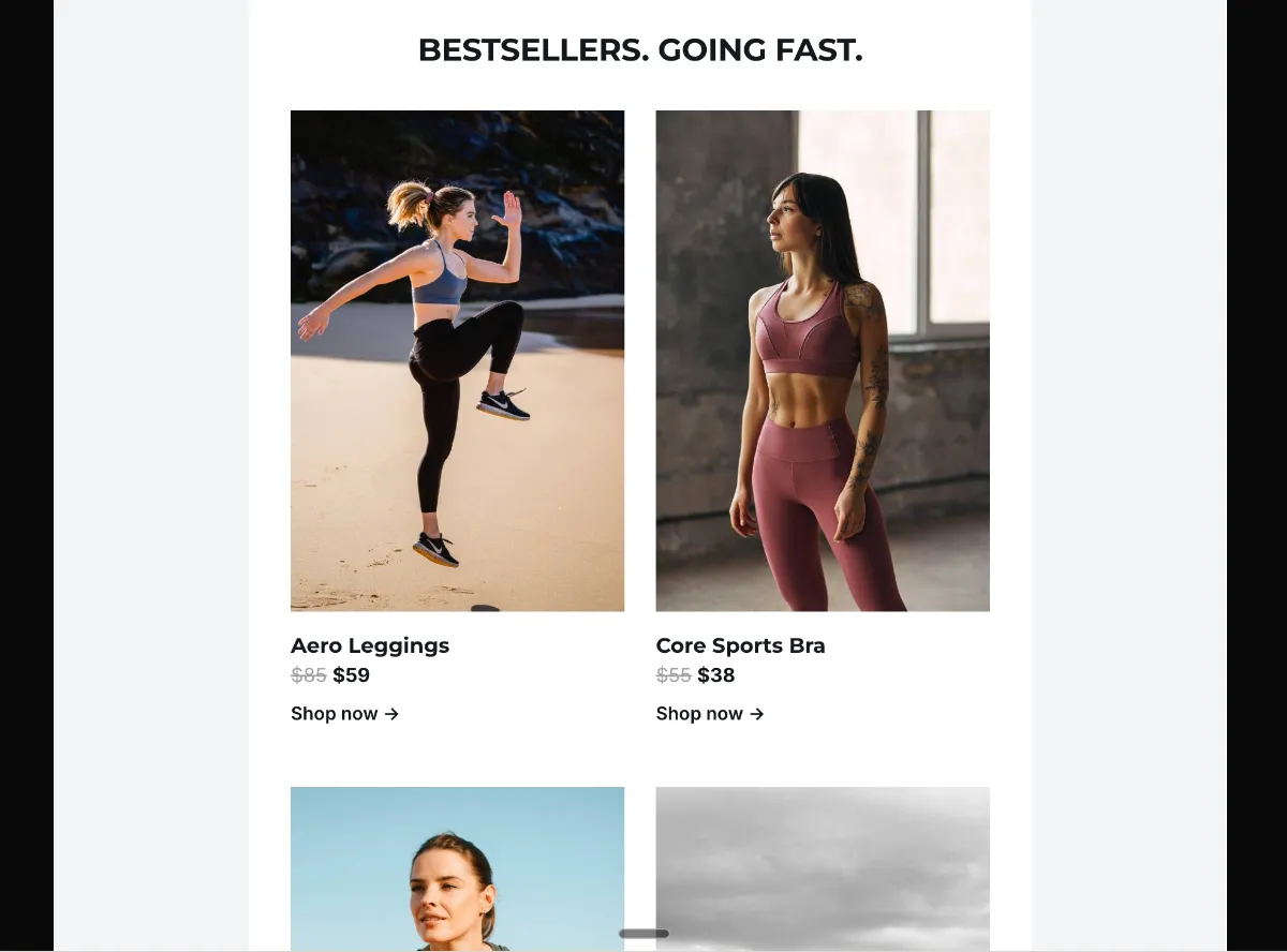 Activewear flash sale — Klaviyo