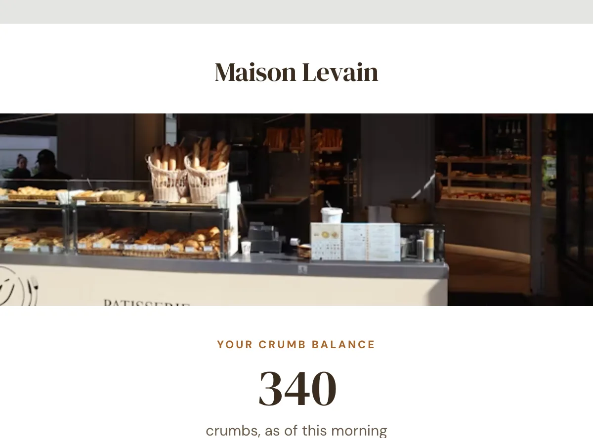 Bakery loyalty points balance — Klaviyo