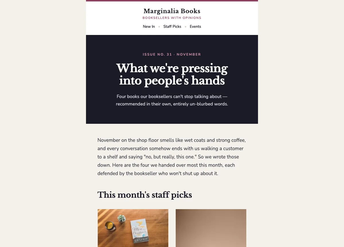 Bookshop staff picks roundup — Klaviyo