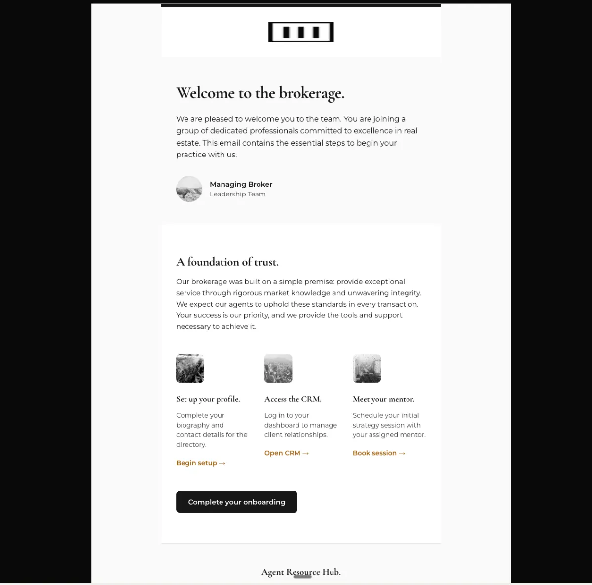 New agent onboarding welcome — Mailchimp