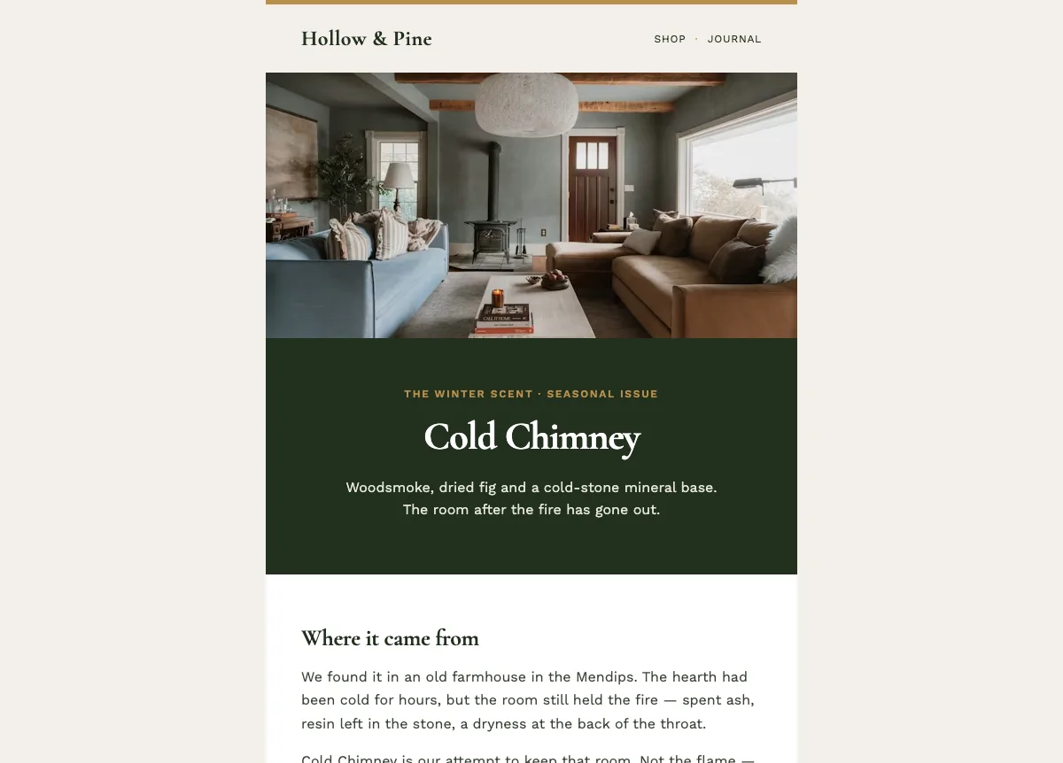 Home fragrance seasonal scent notes — Klaviyo