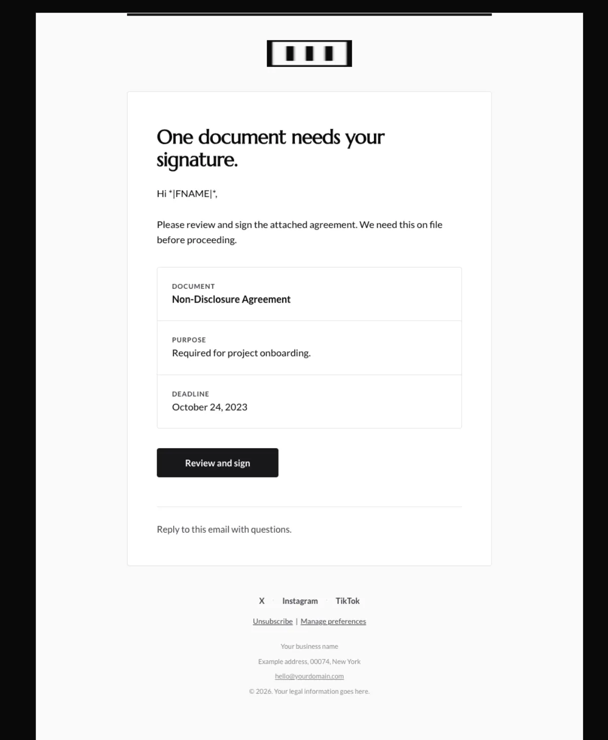 Document signature request — Mailchimp