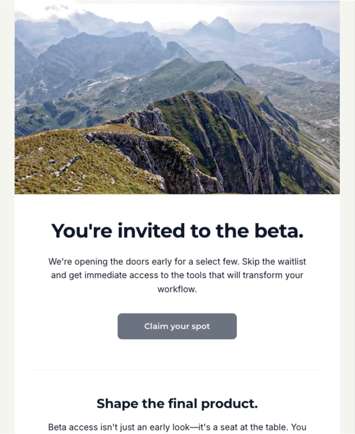 Early-access invite — Mailchimp