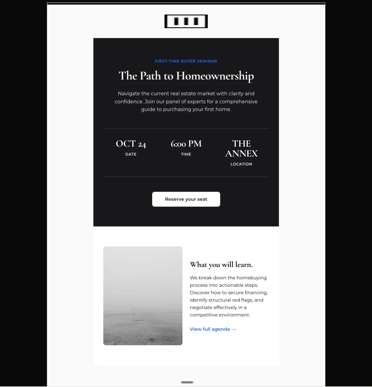 First-time buyer seminar invite — Mailchimp