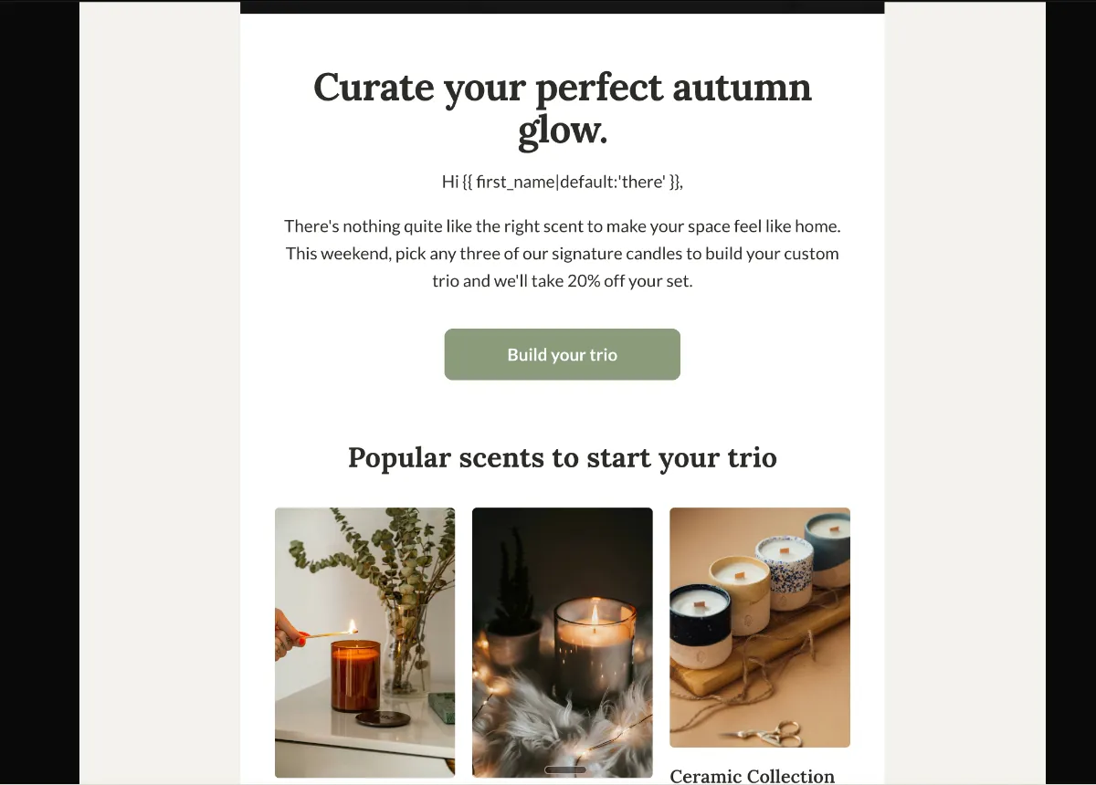 Candle trio bundle sale — Klaviyo