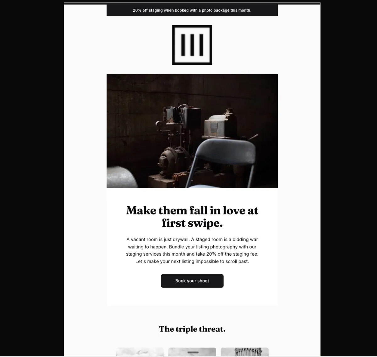 Staging and photo bundle offer — Mailchimp
