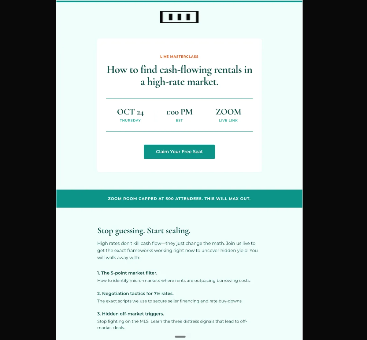 Live investor masterclass invite — Mailchimp
