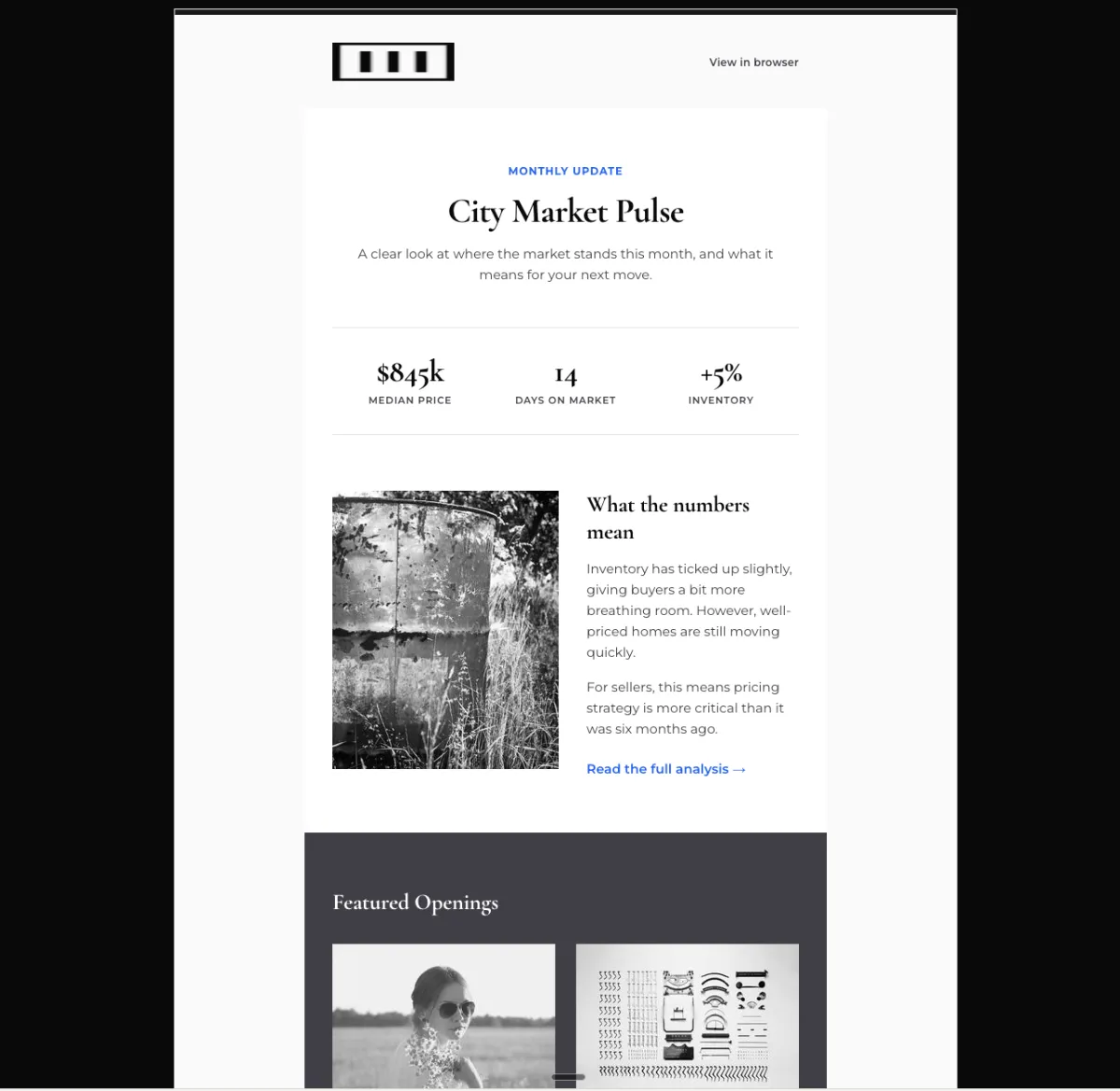 Monthly local market report — Mailchimp
