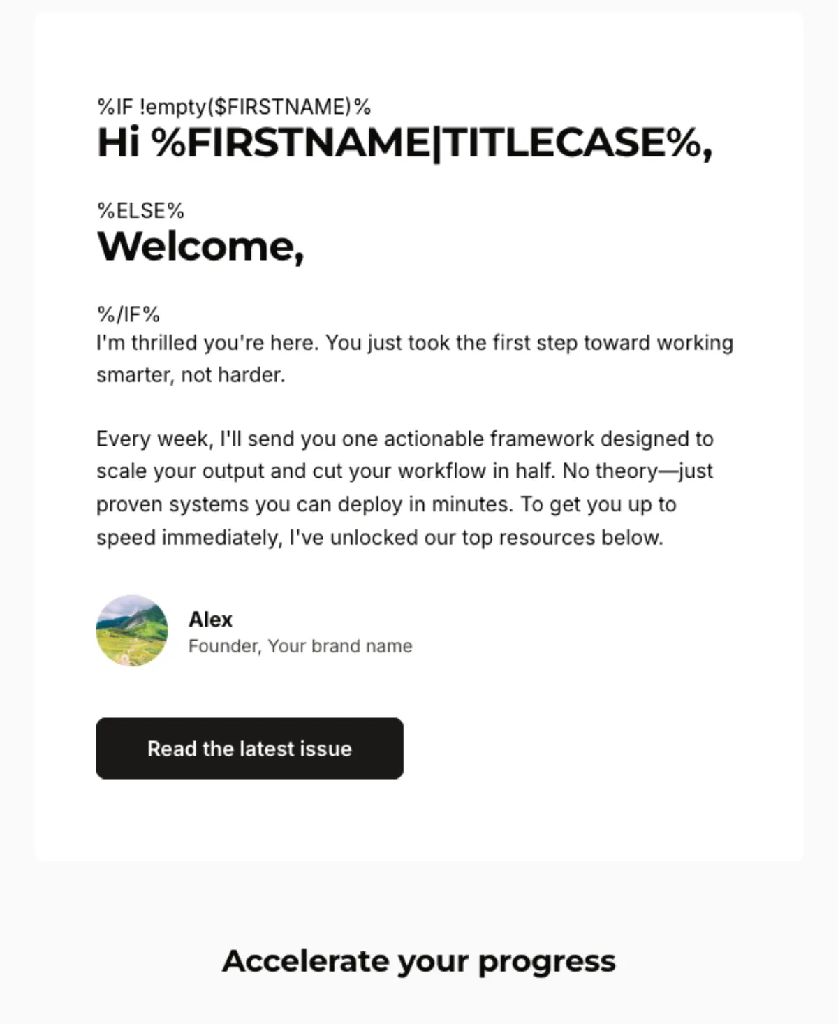 Newsletter welcome — ActiveCampaign
