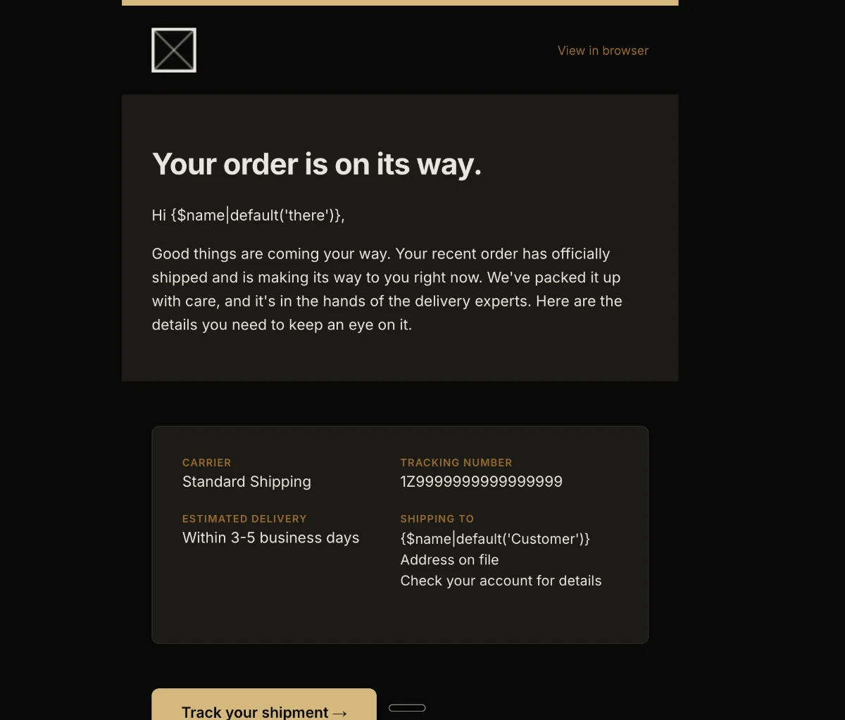 Shipping notification — MailerLite