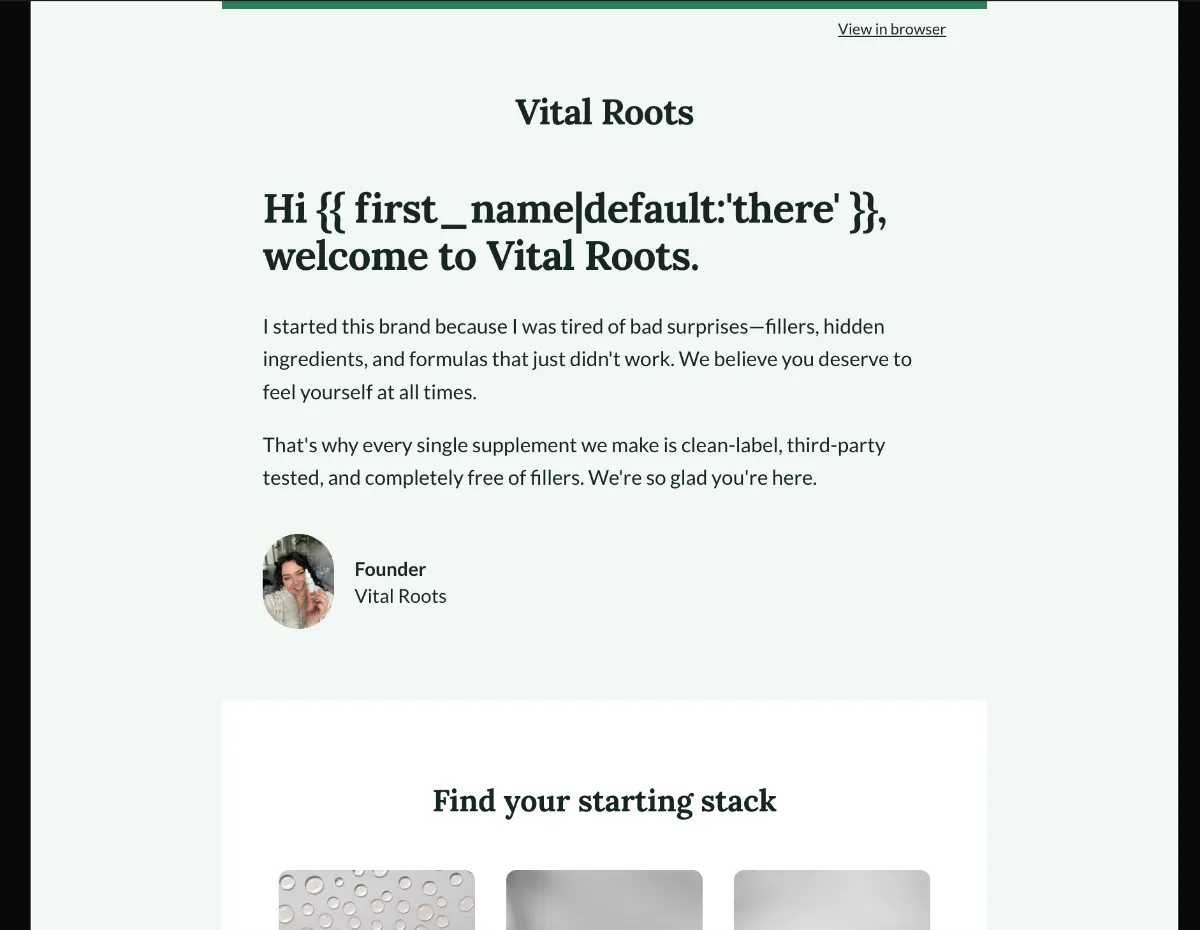 Clean-label supplements welcome — Klaviyo