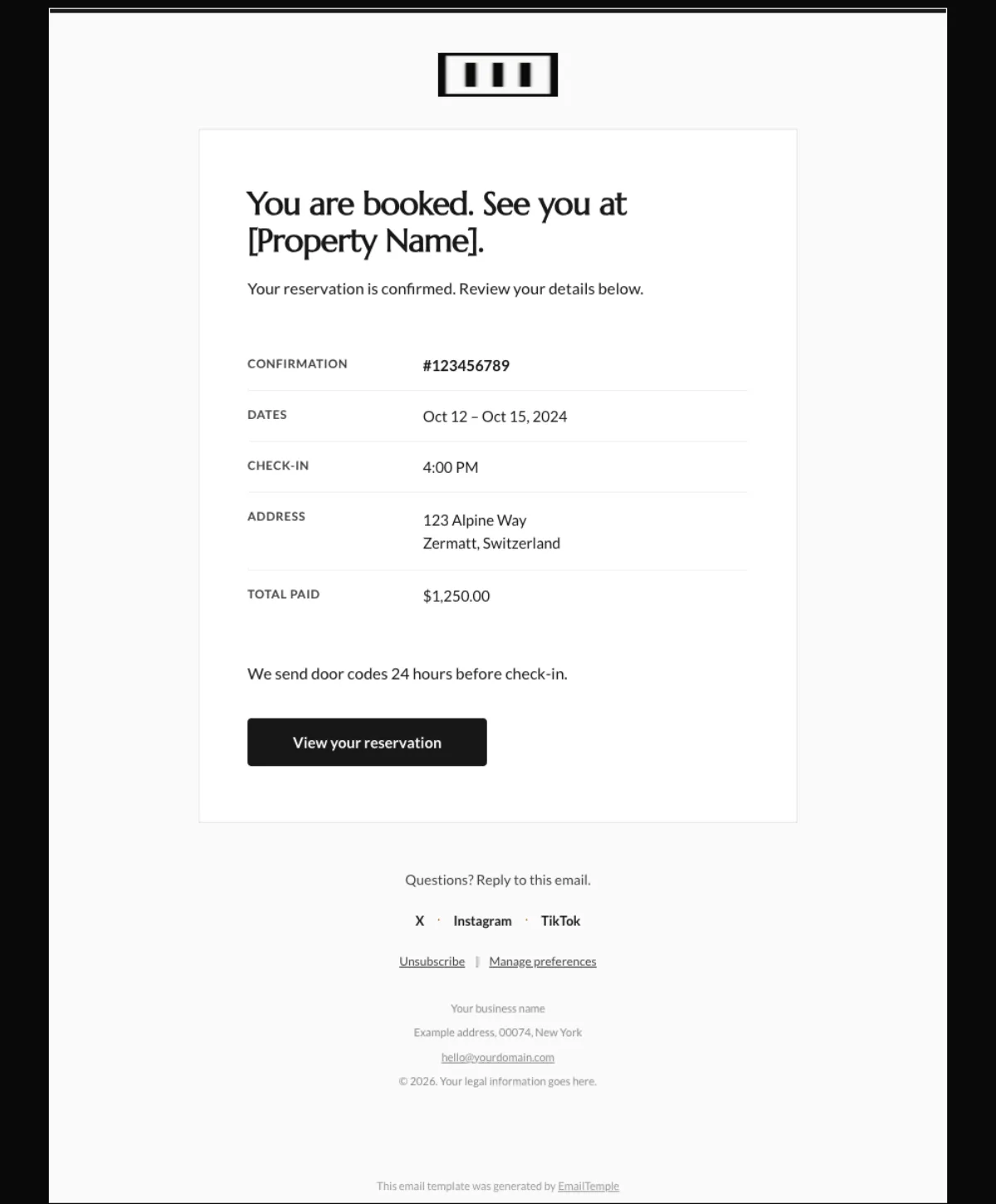 Booking confirmation — Mailchimp